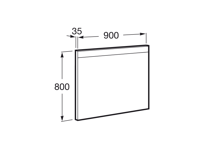 Medidas del espejo para baño con iluminación LED superior BASIC 900 x 800 PRISMA - ROCA